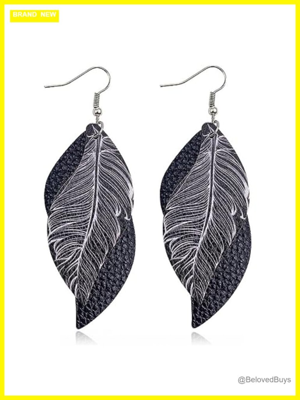 Boho Leaf Drop Earrings Faux Leather Lightweight Women Gift